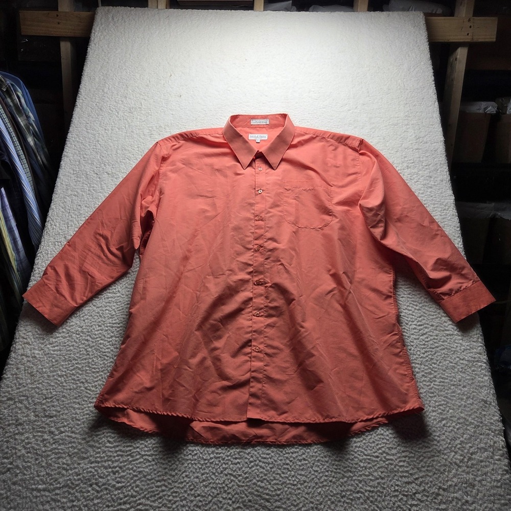 Daniel Ellissa Dress Shirt Mens 22.5 38/39 Orange Solid Classic Fit LS Woven